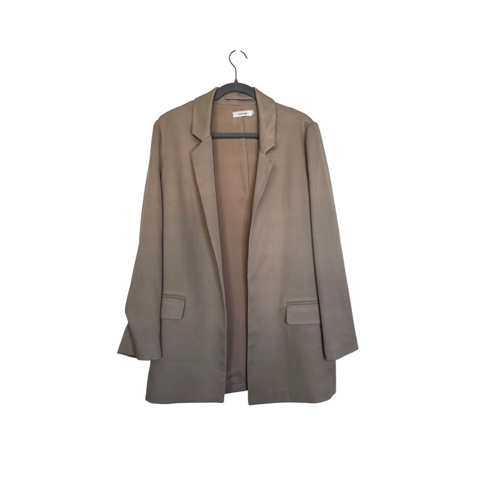 MOD REF Womens Taupe Tan Open Front Blazer Jacket Size Medium Pocketed Twill